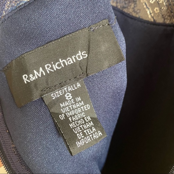 R&M Richards Blue Embellished Sequin High Low Wrap Dress Size 8 - Picture 8 of 8